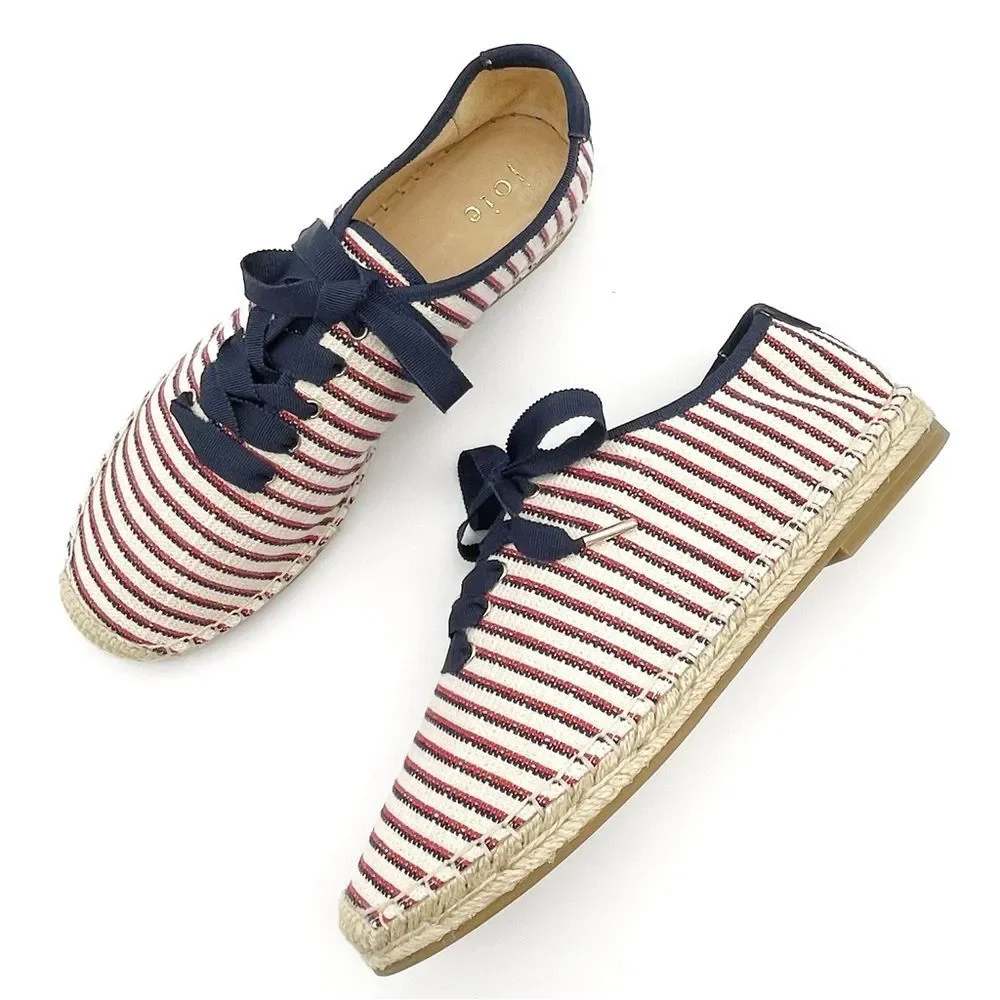 NWT Joie Corston Espadrille Sneaker Navy Red Cream Gold Women’s 38.5 US 7.5-8